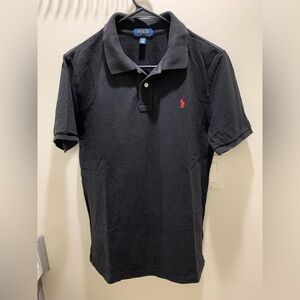 Ralph Lauren Polo Shirt Mens Extra Large Black Red Pony Custom Fit Rugby Preppy